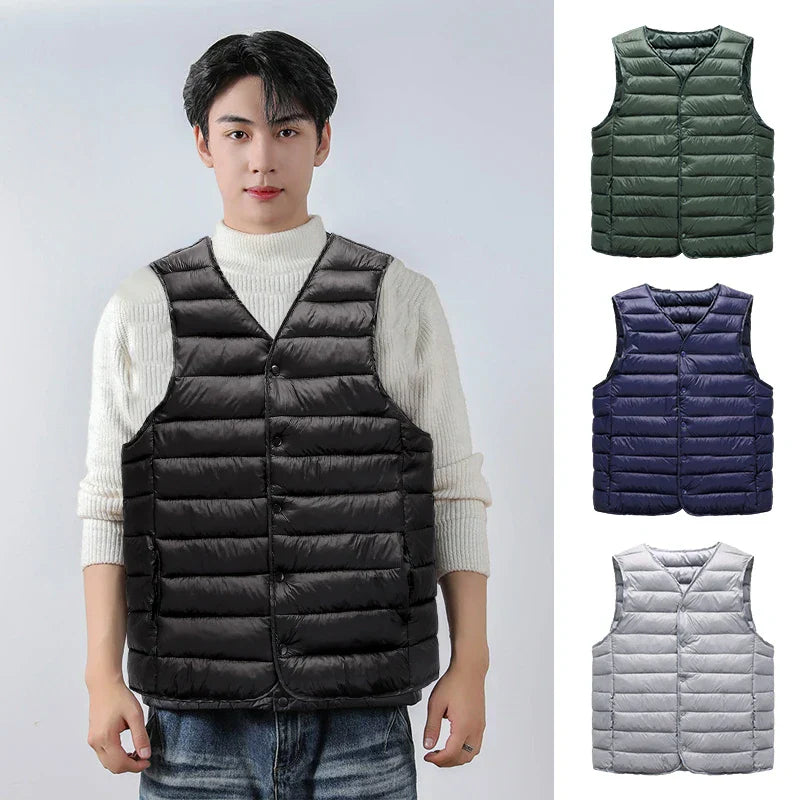 New Winter Men Down Cotton Vest Pocket Coat