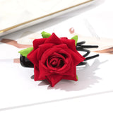 AWAYTR Flower Red Rose Claw Clip Girl Women