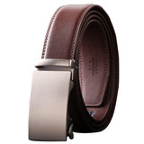 Plyesxale Brown Leather Belt Men 2024 Automatic Buckle