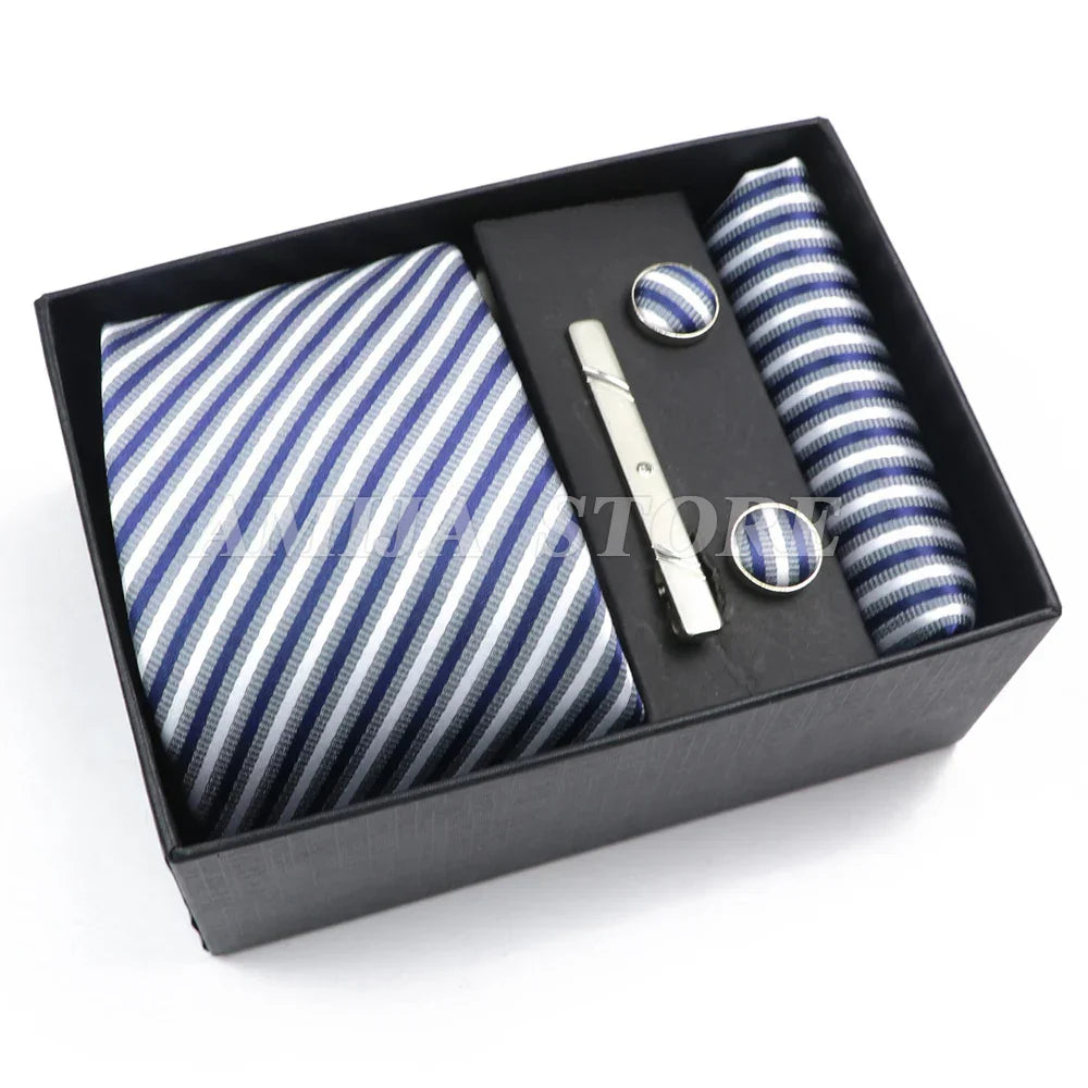 Men's Tie Gift Box With Neckties Handkerchiefs Cufflinks