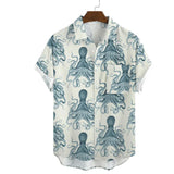 Molilulu Men's Fashion Vintage Clothing Octopus Short Sleeve