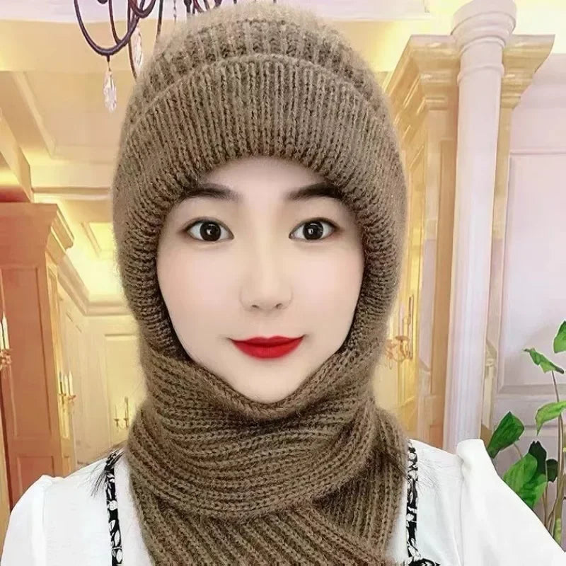 Fashion Winter Women Windproof Hat and Scarf in