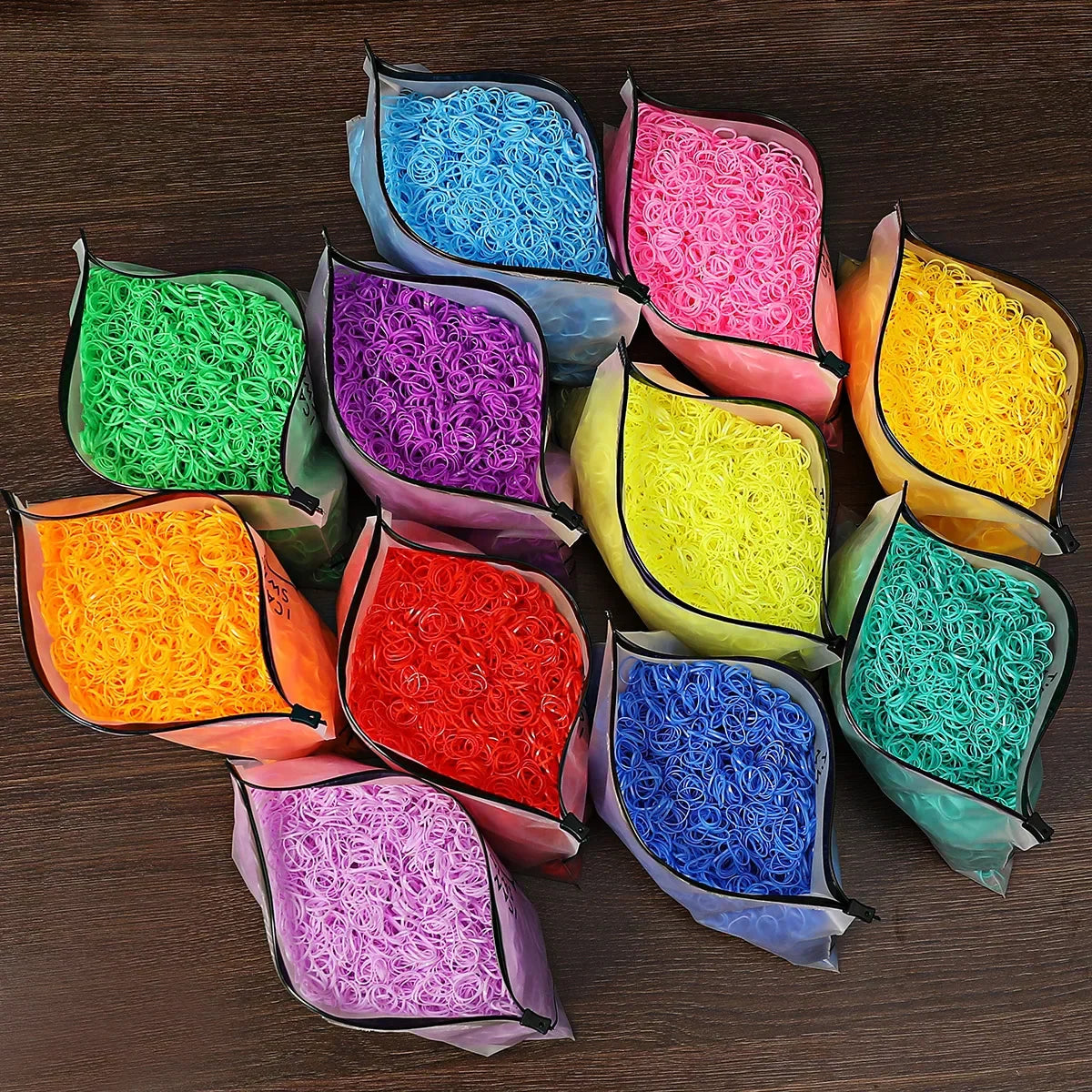 1000pcs Girls Colourful Disposable Rubber Band Elastic Hair