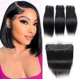 Ombre Burgundy Red Brazilian Straight Bundles with Frontal