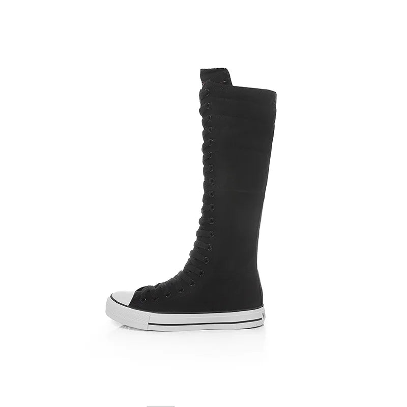 High Top Women's Canvas Shoes Knee High Boots