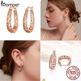 BAMOER 18K Gold Plated Filigree Hoop Earrings 925
