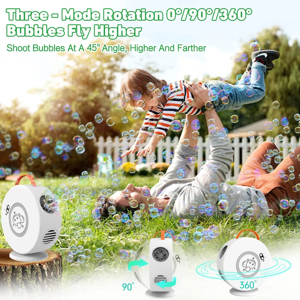 Bubble Machine Toy For Kids Automatic Bubble Blower Rechargeable 360° Rotatable Electric Portable Outdoor Wedding Party Gift