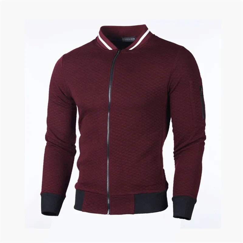 Men Solid Color Small Check Fabrics Sweatshirt Autumn