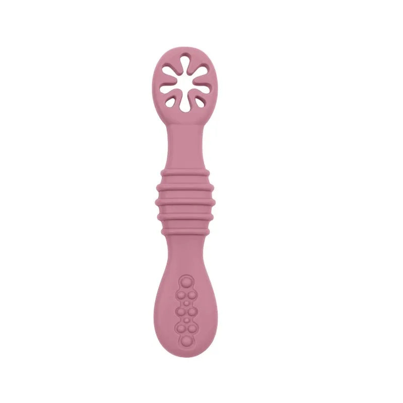2PCS Cute Baby Learning Spoons Utensils Set Food