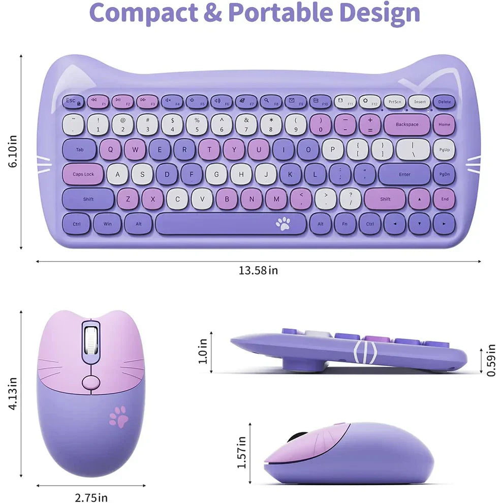Colors Cute 2.4G Wireless Keyboard Mouse Combo for