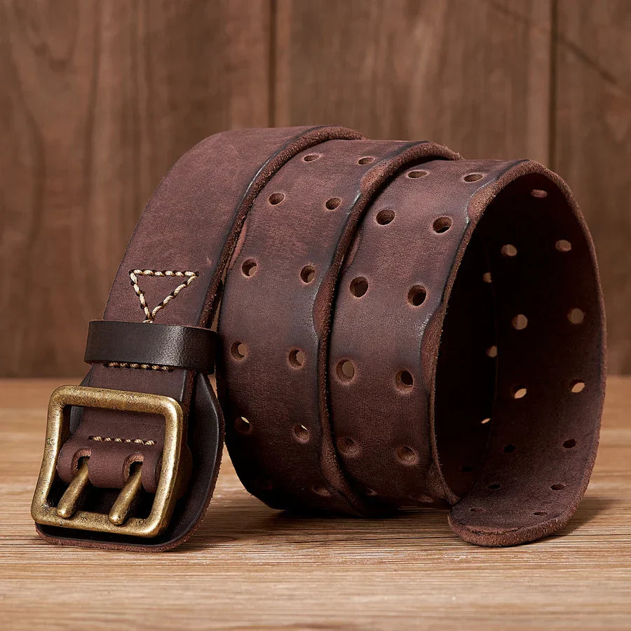 Thick Original Leather Belt Vintage Men Wide Belt