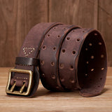 Thick Original Leather Belt Vintage Men Wide Belt