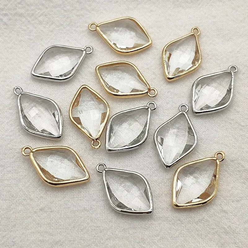 24x14mm 50pcs Copper Crystal Oval Charm