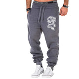 Fashion Casual Dragon Printed Jogger Pants Men Fitness