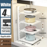 Kitchen Storage Rack,Adjustable Pot Storage Rack Under Cabinet,