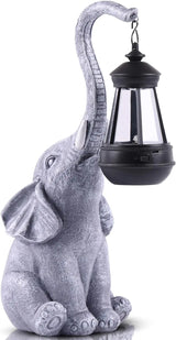 15 in Solar Elephant Yard Statue White Elephant