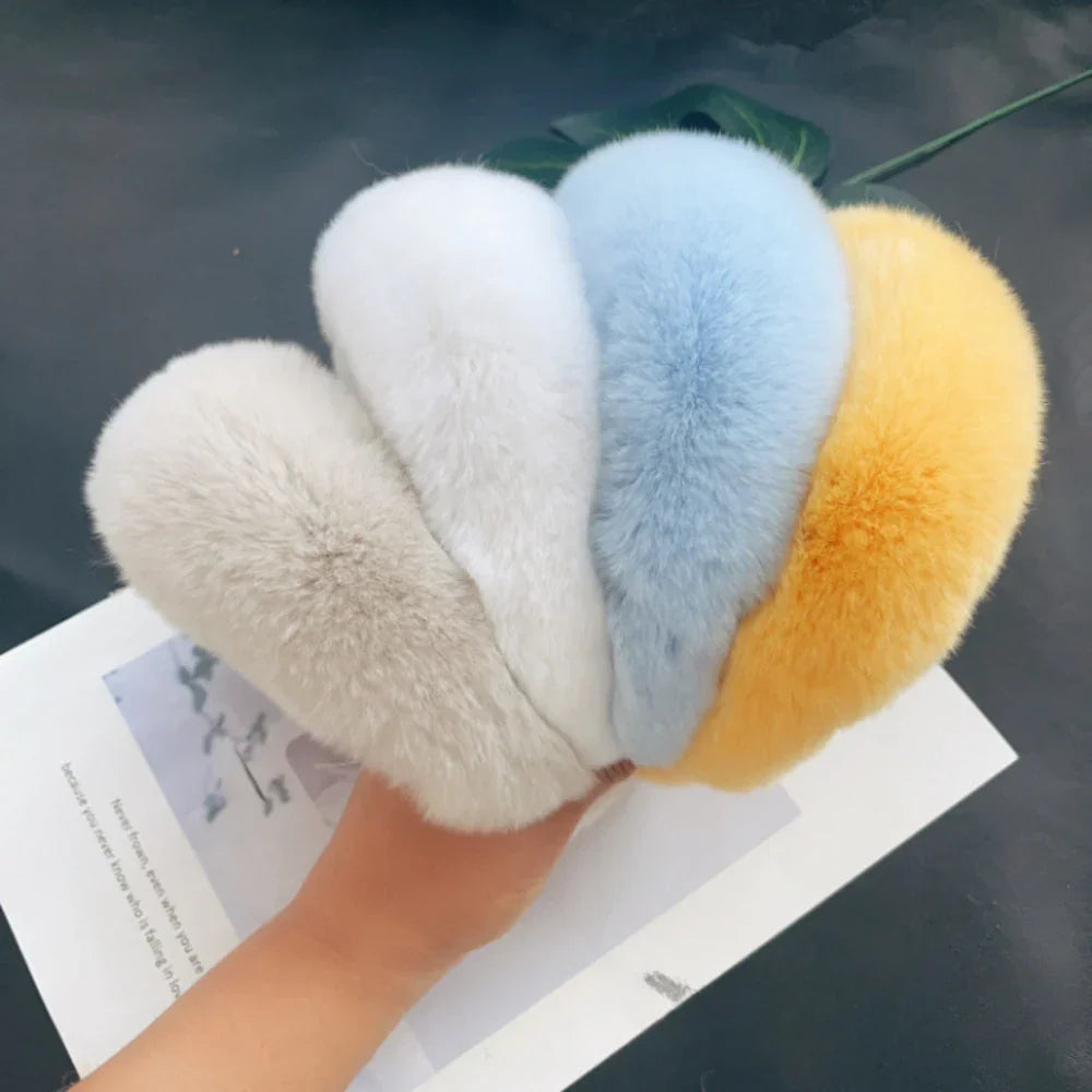 Real Rex Rabbit Hair Headband Fur Hairpin Korean