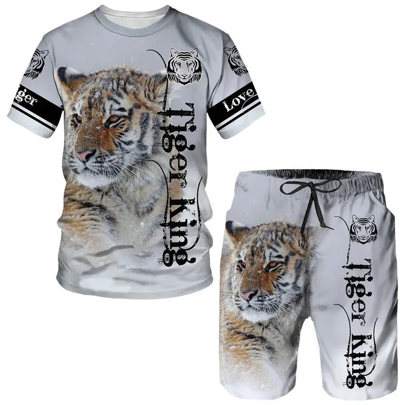 2023 Men T-shirt Set Tracksuit Training Wear Lion