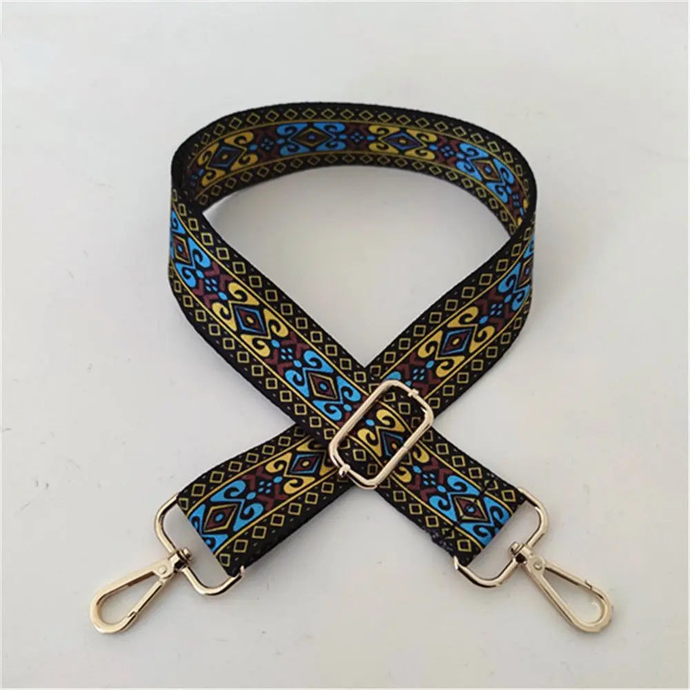 Fashion Bag Strap Adjustable Nylon Flowers Embroidered Colored
