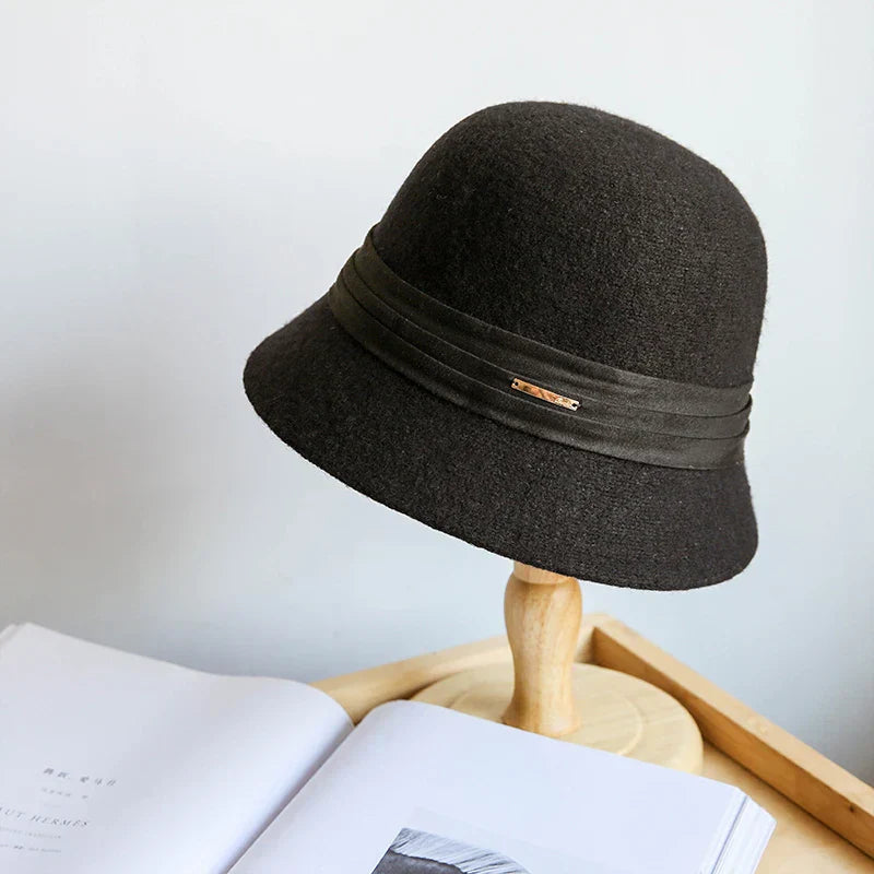 New wool bucket hat Women's warm autumn and