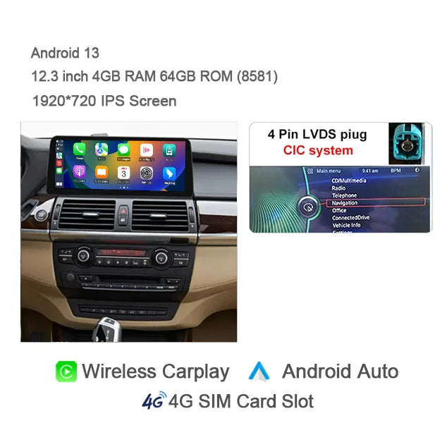 12.3" Auto Android 13 Car Radio For BMW