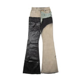 FEWQ Men Pants Washed Spliced Brushed High Street