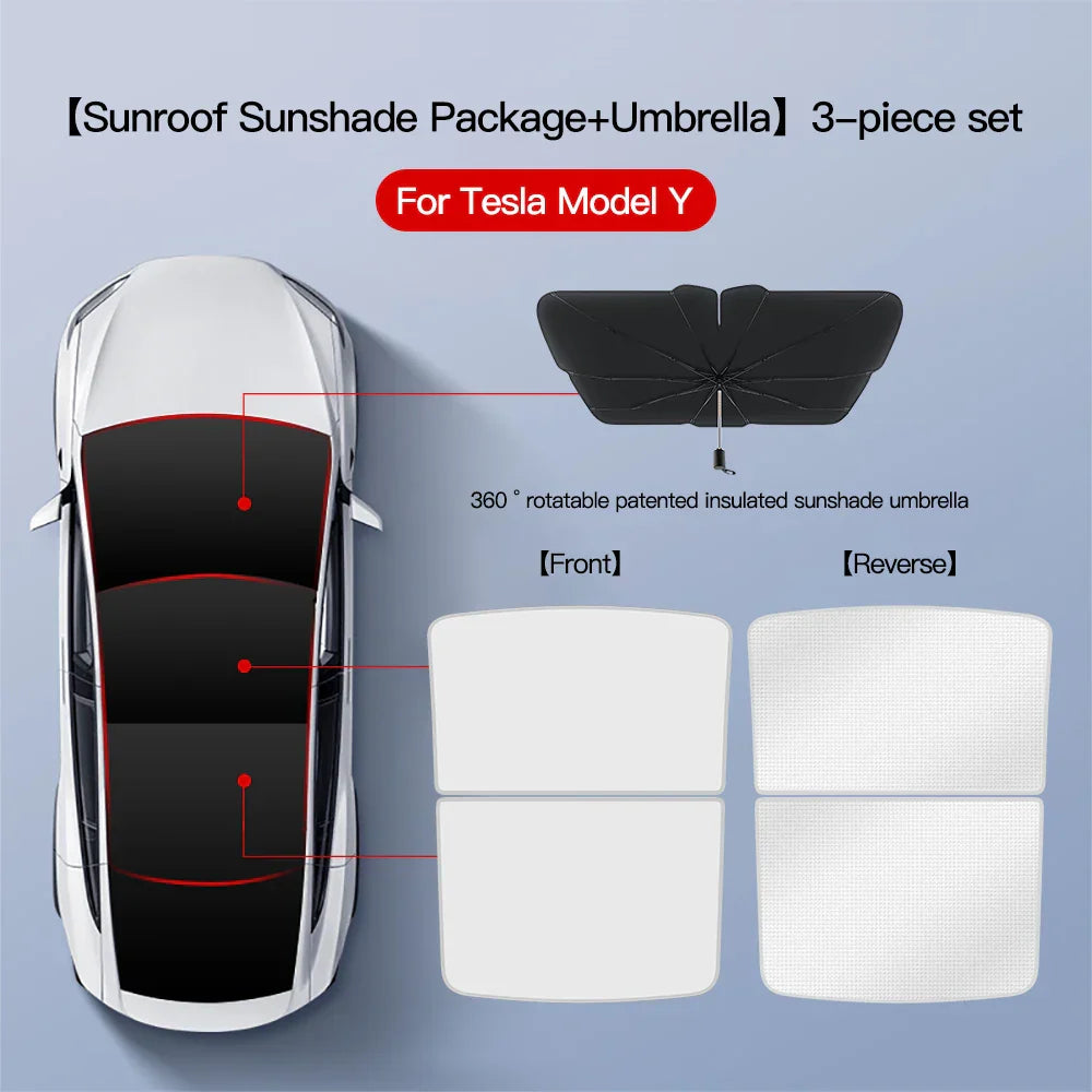 YZ For Tesla Model 3 Y 2021-2023 sun visor for car Upgrade Ice Cloth Buckle Sun Shades Glass Roof Skylight Vehicle