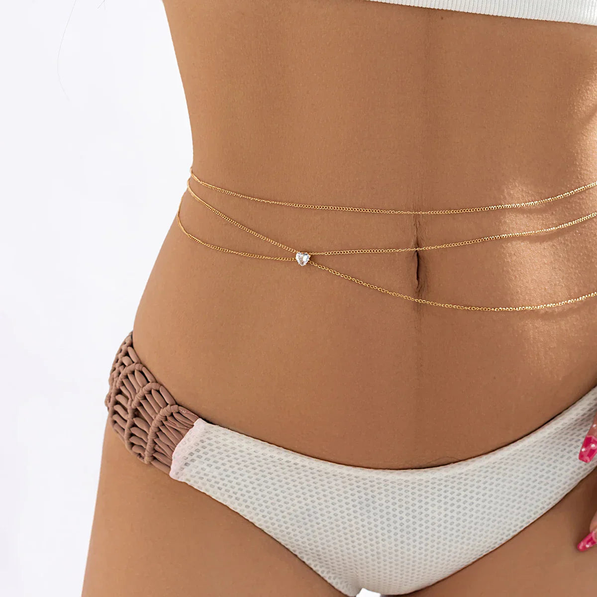 Boho Multilayer Rhinestone Belly Belt Waist Chain for