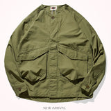 Collar-free men's fashion youth Japanese retro frock shirt