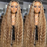 Pre Cut Highlight Wig Curly Human Hair 13x4