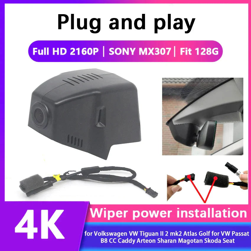 Car DVR 4K Dash Cam for Volkswagen Tiguan