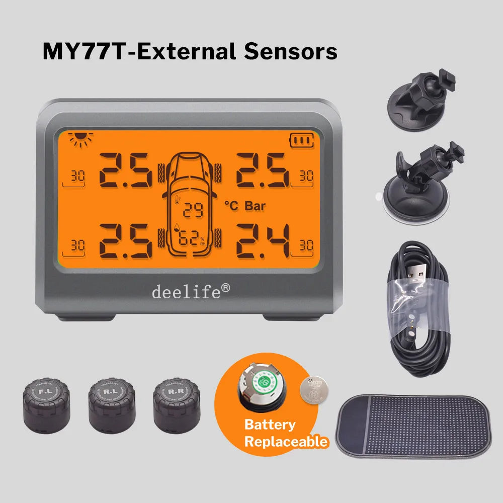 Deelife Solar TPMS Car Tire Pressure Monitoring System