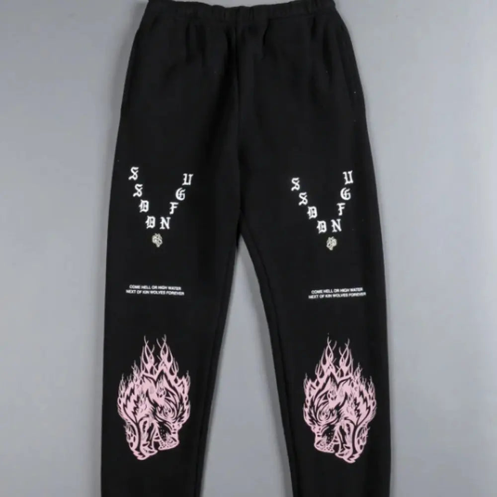 DARC Wolves Joggers Street Pants Casual Warm Oversize