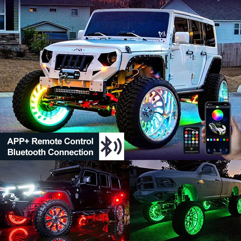 4Pcs 15.5inch Car Wheels Modified LED neon Lights