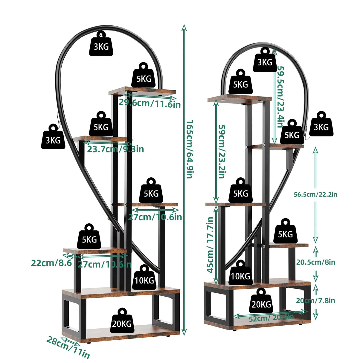 6 Tier Metal Plant Stand, Creative Half Heart