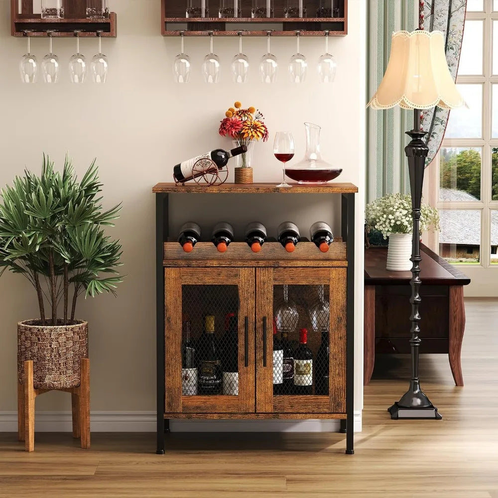 Wine Bar Rack Cabinet with Detachable Wine Rack