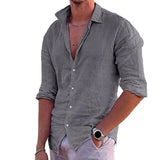 Cotton Linen 2023 Summer New Men's Solid Color