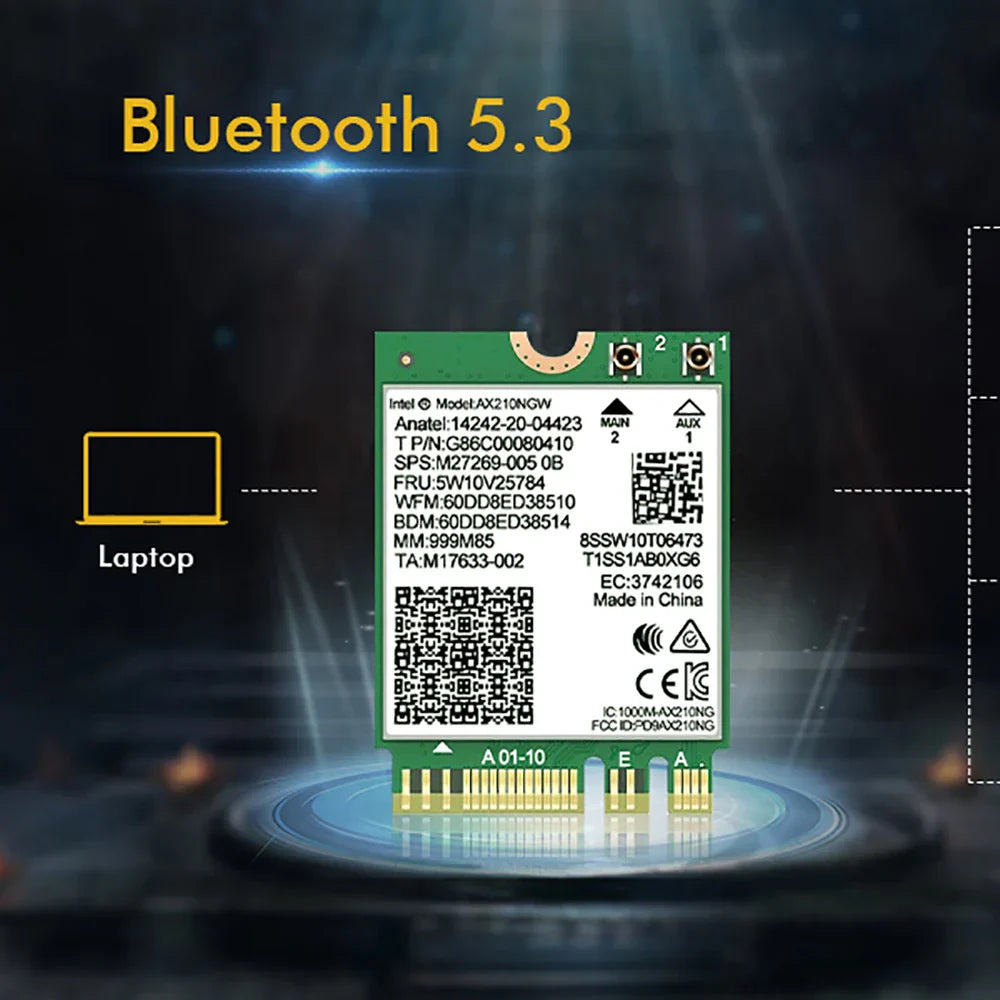 Intel AX210 WiFi Card 5374Mbps Bluetooth 5.3 Wi-Fi