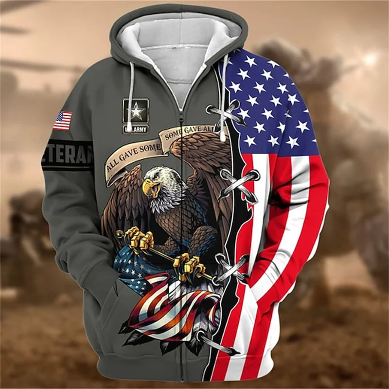 New 3D US ARMY Printed Zip Up Hoodies