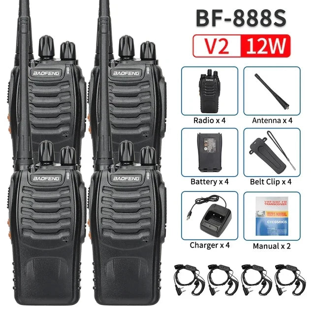 2/4PCS Baofeng BF-888S 12W Walkie Talkie Dual Band