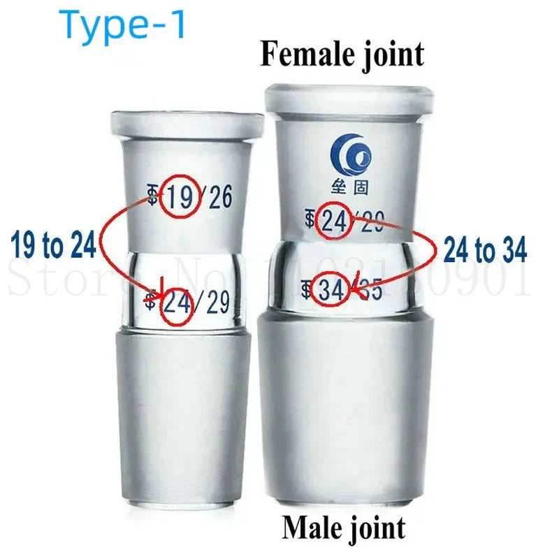 Lab Glass Adapter with 24*19/19*14/29*24/19*24/24*29 Female/male Connecting Glass