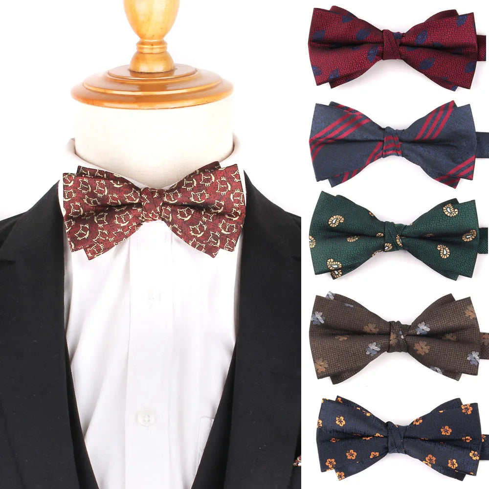 New Suits Bowtie For Groom Fashion Striped Bow