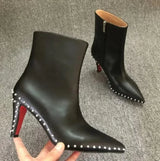 2024 Women's Red Bottom Ankle Boots with Rivets