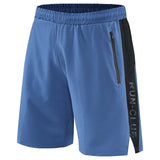 Men Run Shorts Patchwork Training Shorts Zipper Pockets
