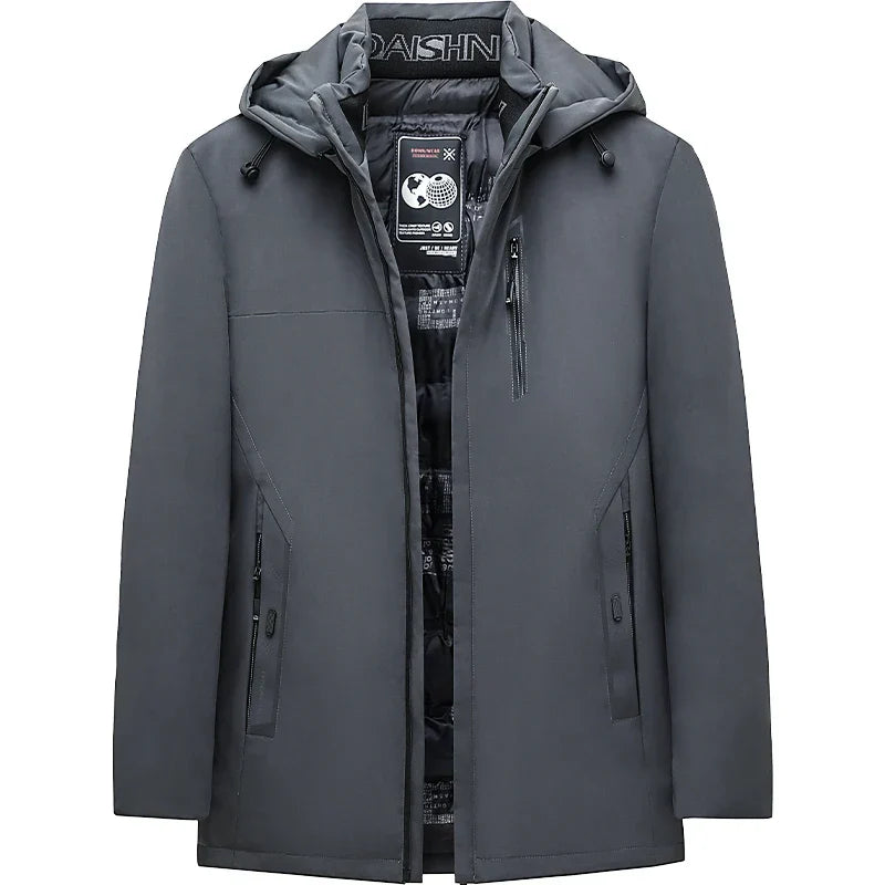 Men's Black Padded Oversized Jacket Oversize Plus Velvet