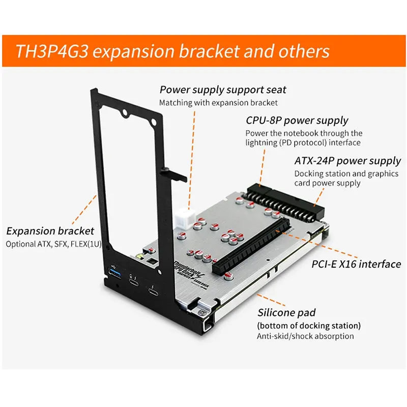 TH3P4G3 Thunderbolt-compatible GPU Video Card Dock Laptop to