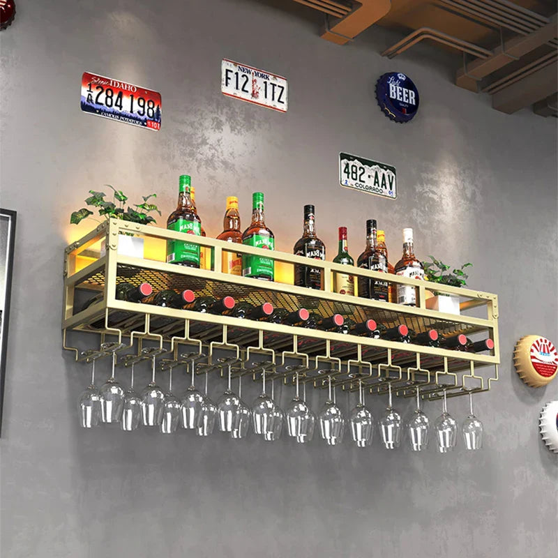 Bar Metal Wine Rack Display Wall Mounted Club