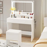 LIKIMIO Vanity Desk with LED Lighted Mirror &