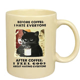 Funny Cat Mugs Coworker Gifts Coffee Spelled Backwards