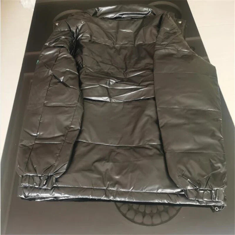 Black bright face standing collar down jacket men